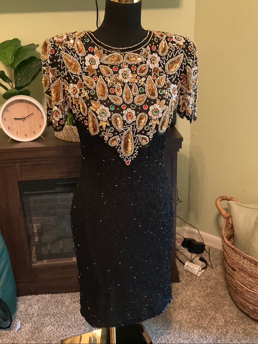 80’s Vintage Silk Laurence Kazar Beaded Dress, Size Small, Excellent Condition